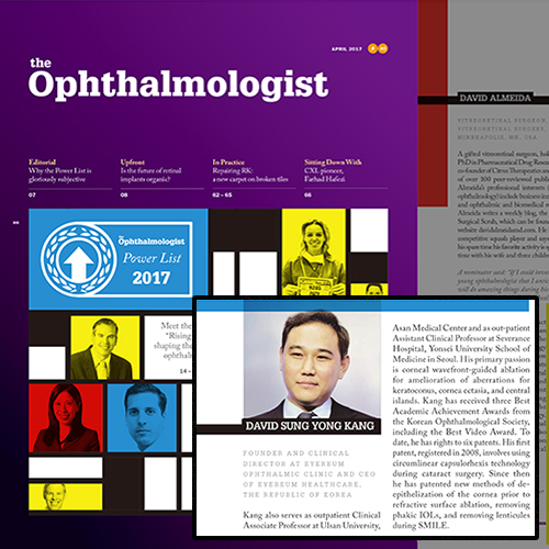 Dr. David Kang has named Power List 50 'Rising Star' by The Ophthalmologist