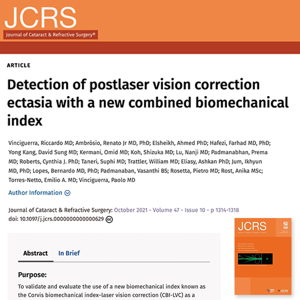 [Paper]Detection of postlaser vision correction ectasia with a new combined biomechanical index